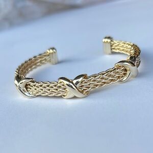Gold Woven Cuff Bracelet with Elegant Design